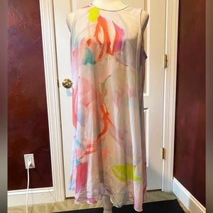 Calvin Klein Floral Overlay Dress over Slip Bottom.